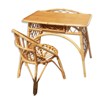 Office and matching chair in vintage rattan