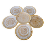 Set of 6 flat plates in stoneware Niderviller model Fauve from the 60s/70s.