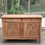 19th-century Louis XVI buffet renovated in walnut, 145cm.