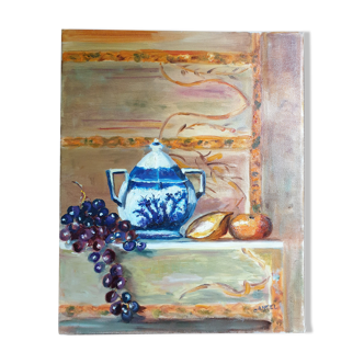 Still life naïve style on canvas