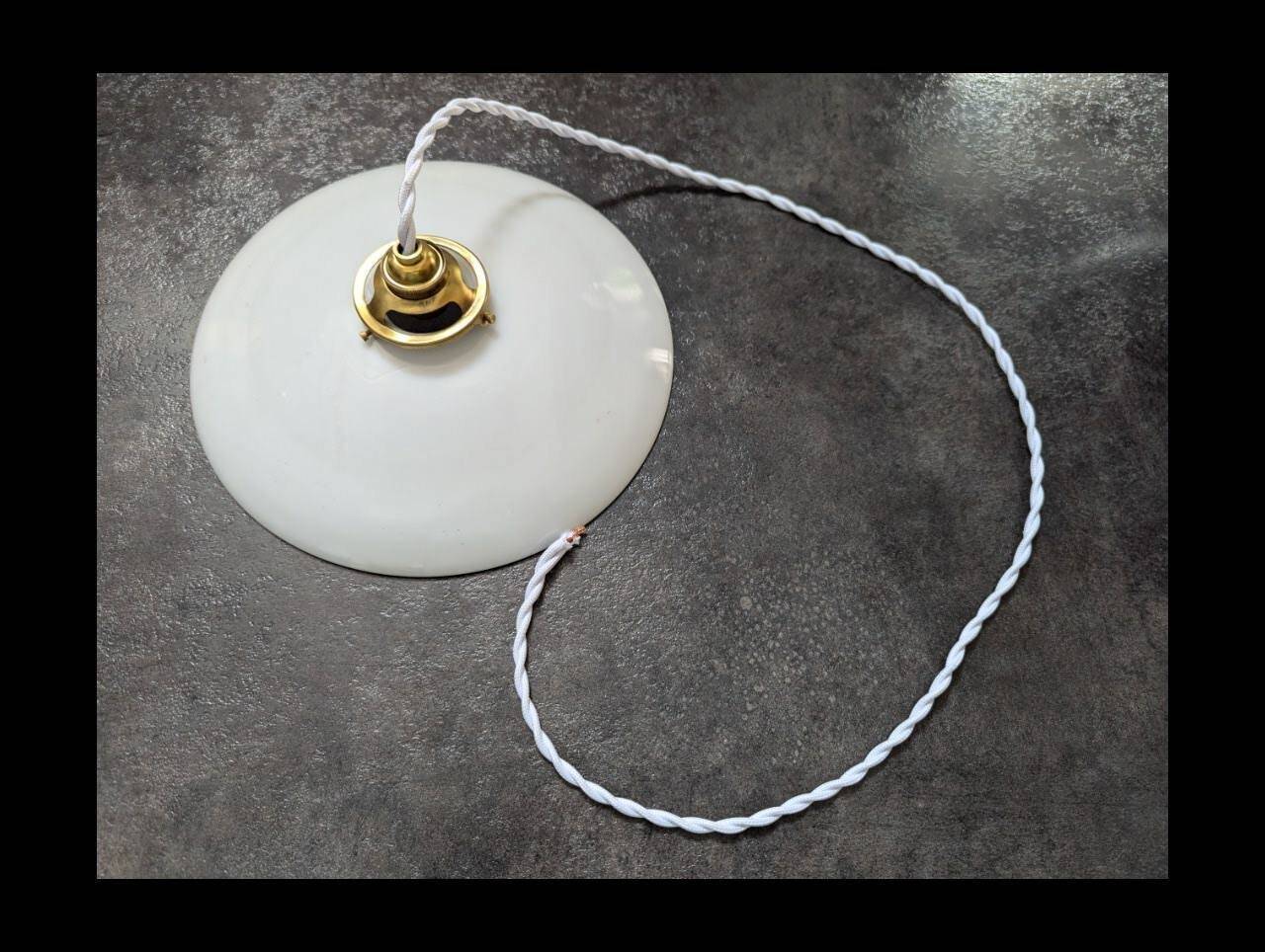 Old hanging lampshade white opaline Art Deco 1930 Ø 25.8 cm TBE