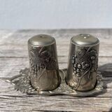 Silver-plated metal salt and pepper shaker