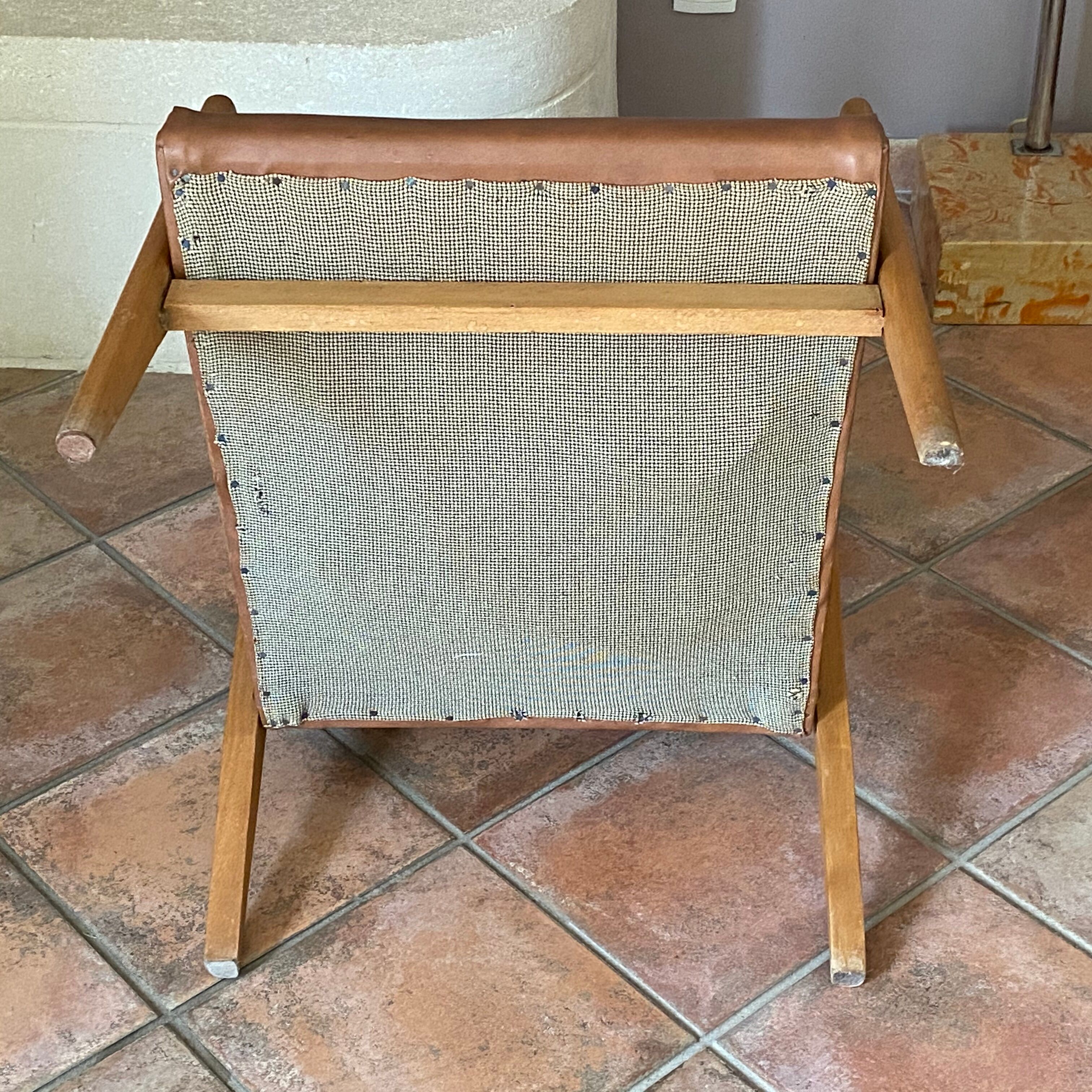 Paire de fauteuils scandinave pieds compas 1950/60