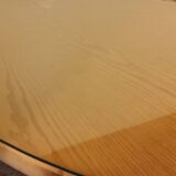 Table Ovale en Rotin & Verre (140x90cm) - Comme Neuve