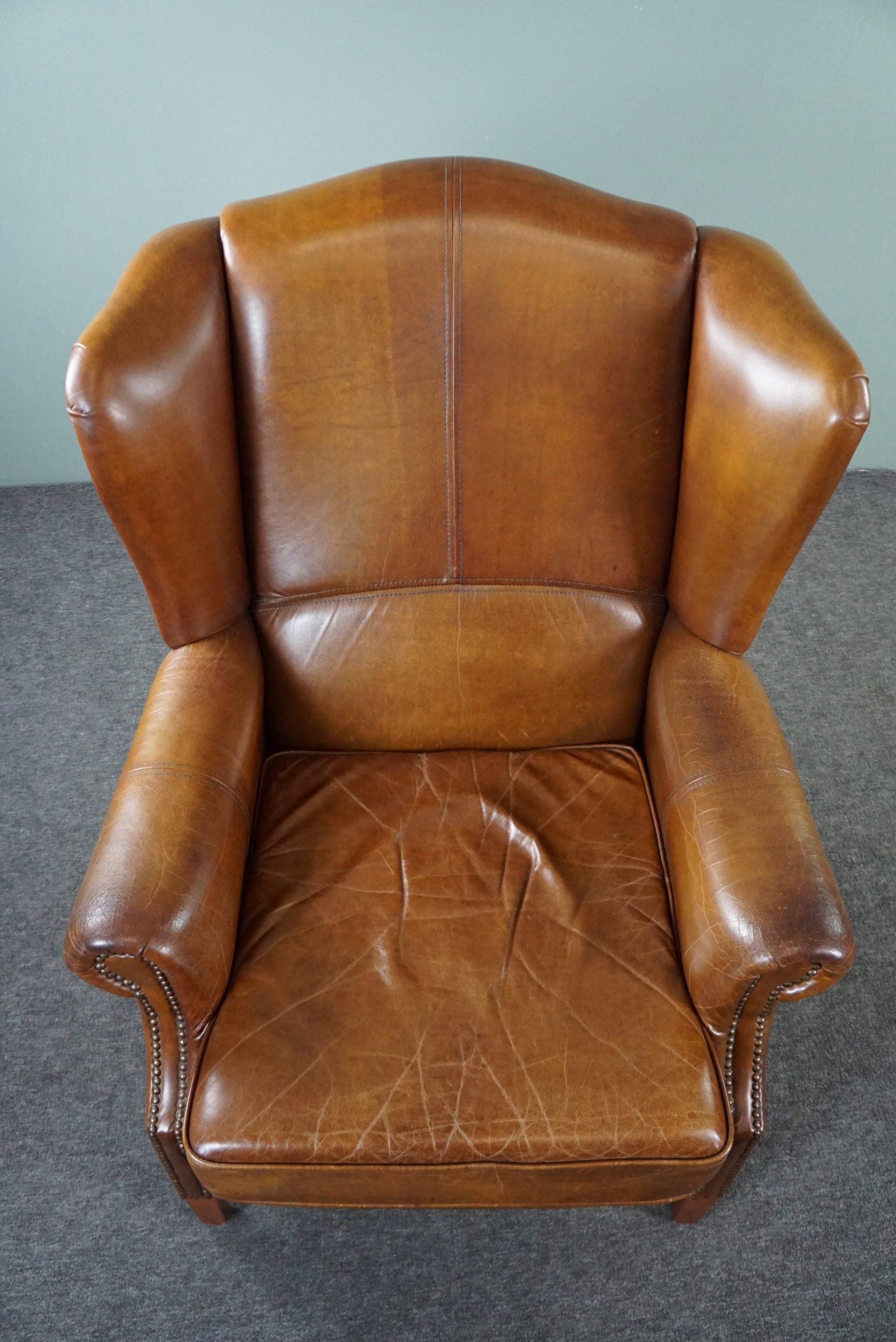Cowhide leather armchair