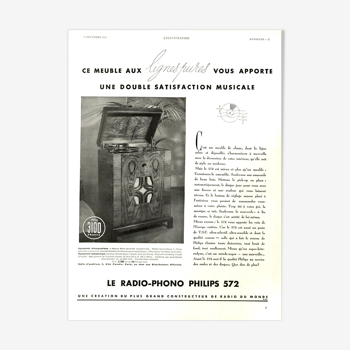 Affiche vintage années 30 Radio TSF Philips