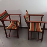 Pair of folding garden armchairs