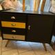 Commode buffet année 60 cuir et bois