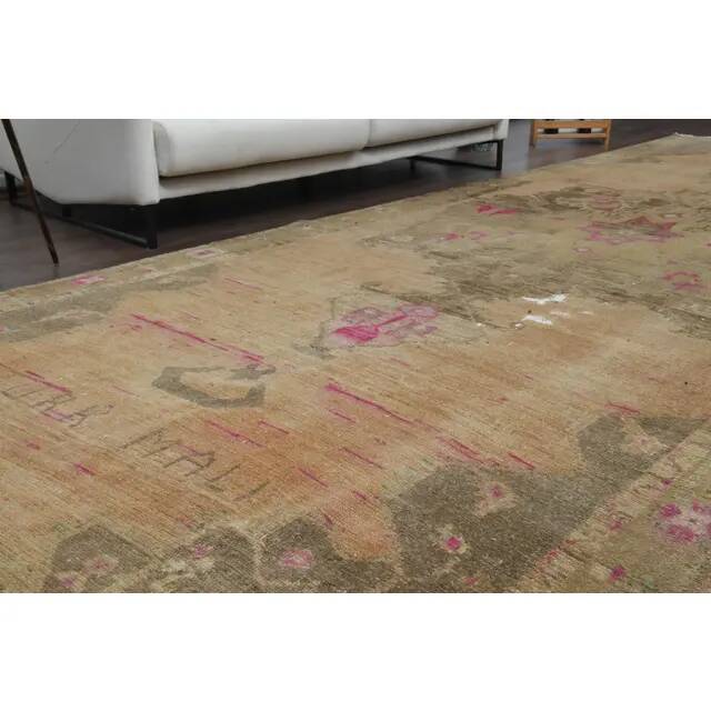 1970s Vintage Turkish Hand-Knotted Wool Cotton Orange Runner Rug 197x613