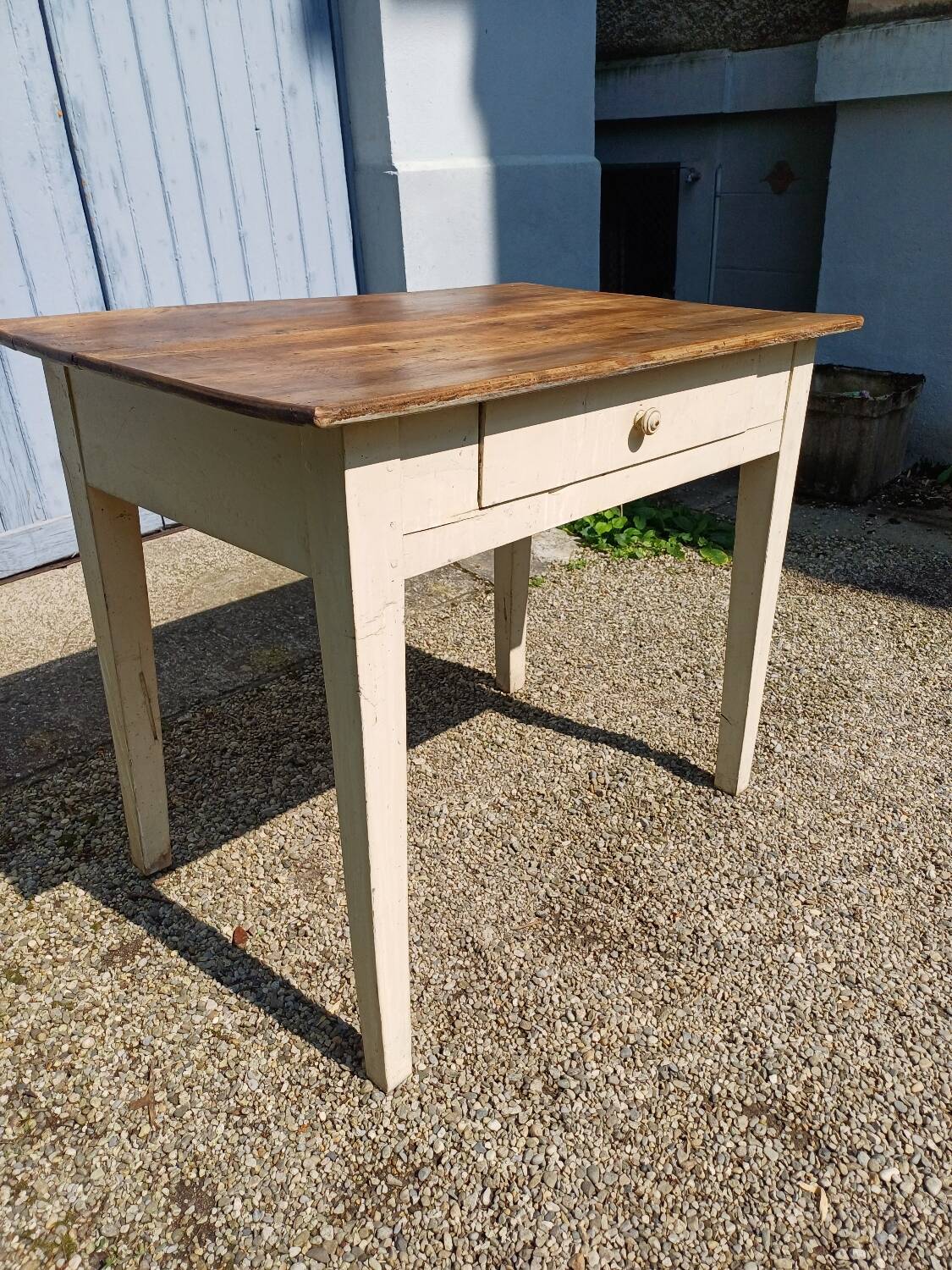 Wooden farmhouse table