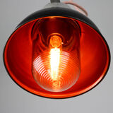 Vintage dark blueberry blue small industrial hanging light from TEP