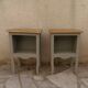 Pair of restored antique bedside tables painted in verdigris.