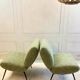Refurbished vintage Kiss Pelfran armchairs – green bouclé fabric