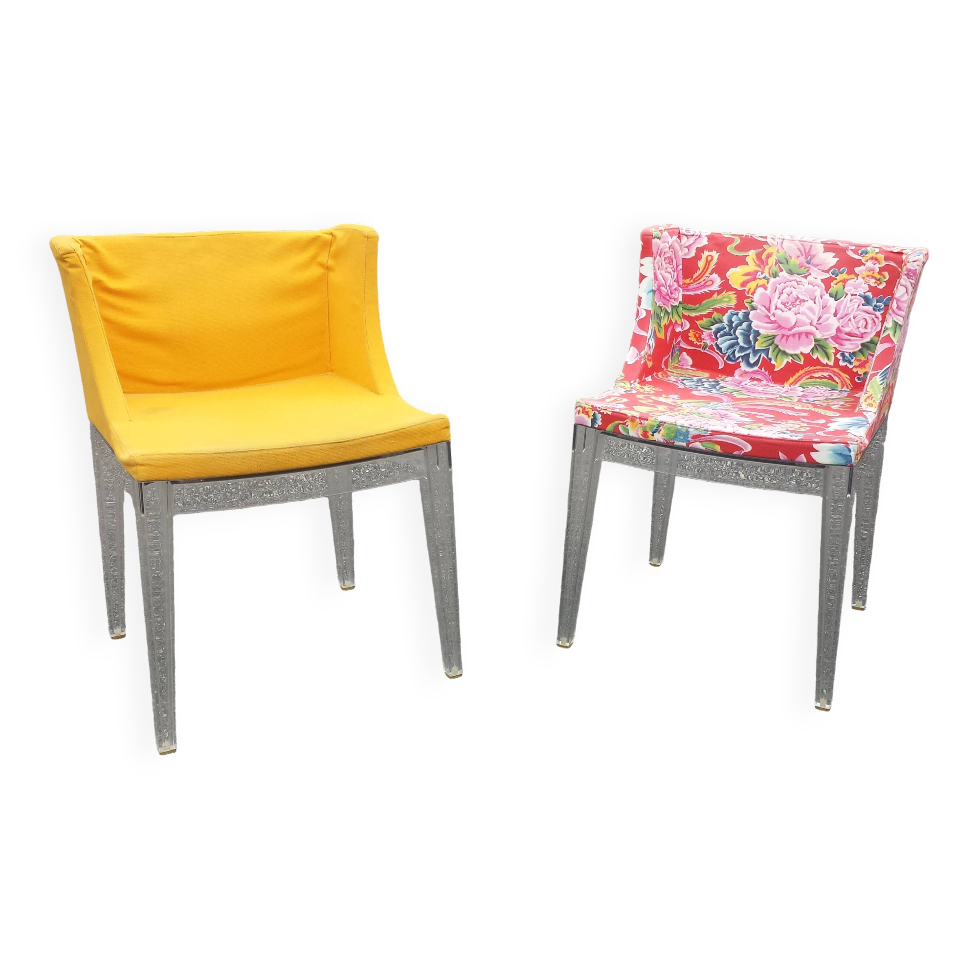 2 fauteuils Mademoiselle Kartell plexi design Philippe Starck