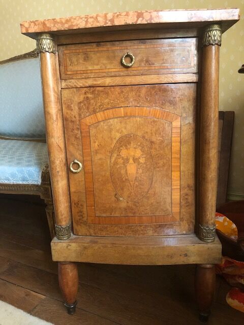 Antique bedside table with marble