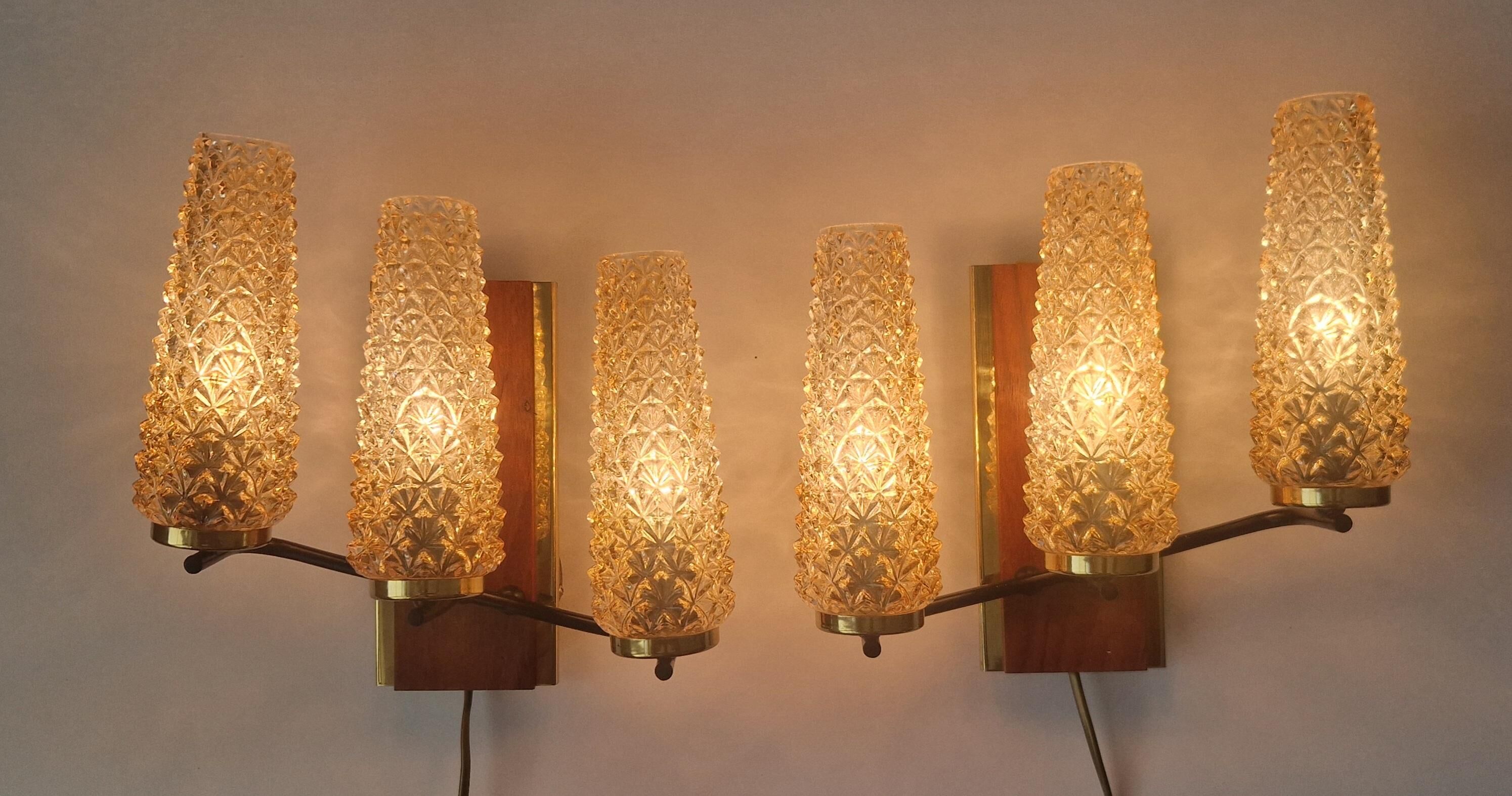 Pair of Midcentury Wall Lamps Sego Armatur, Sweden, 1960s