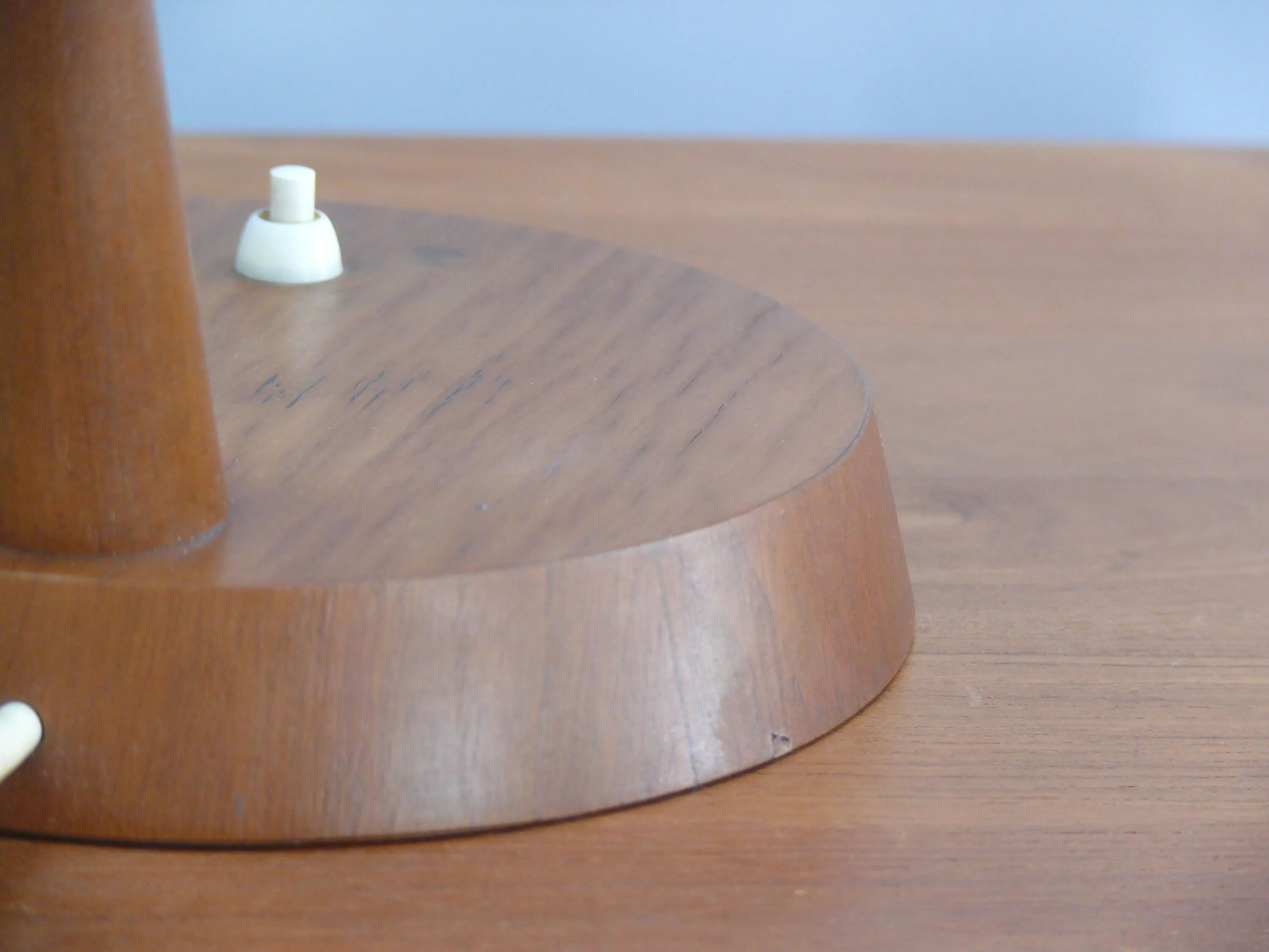 Mid Century Table Lamp by Temde, - Wood, Textile Shade