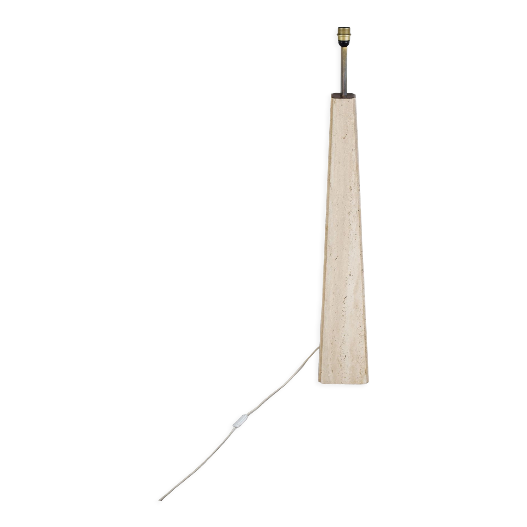 Conical travertine and brass floor lamp, 1970s by Camille Breesch