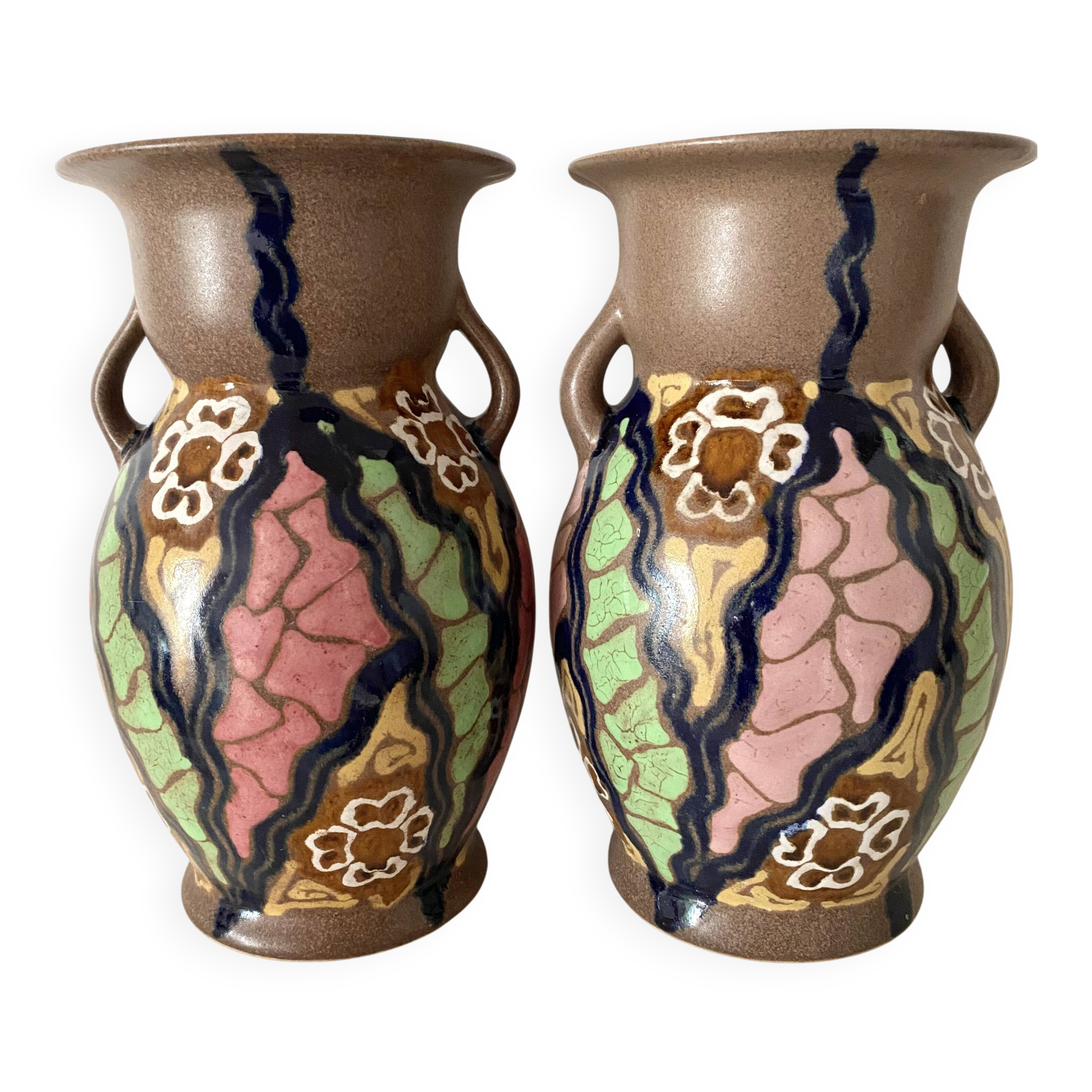 Pair of Carl Gebauer Germany vases, ceramic, 1930s