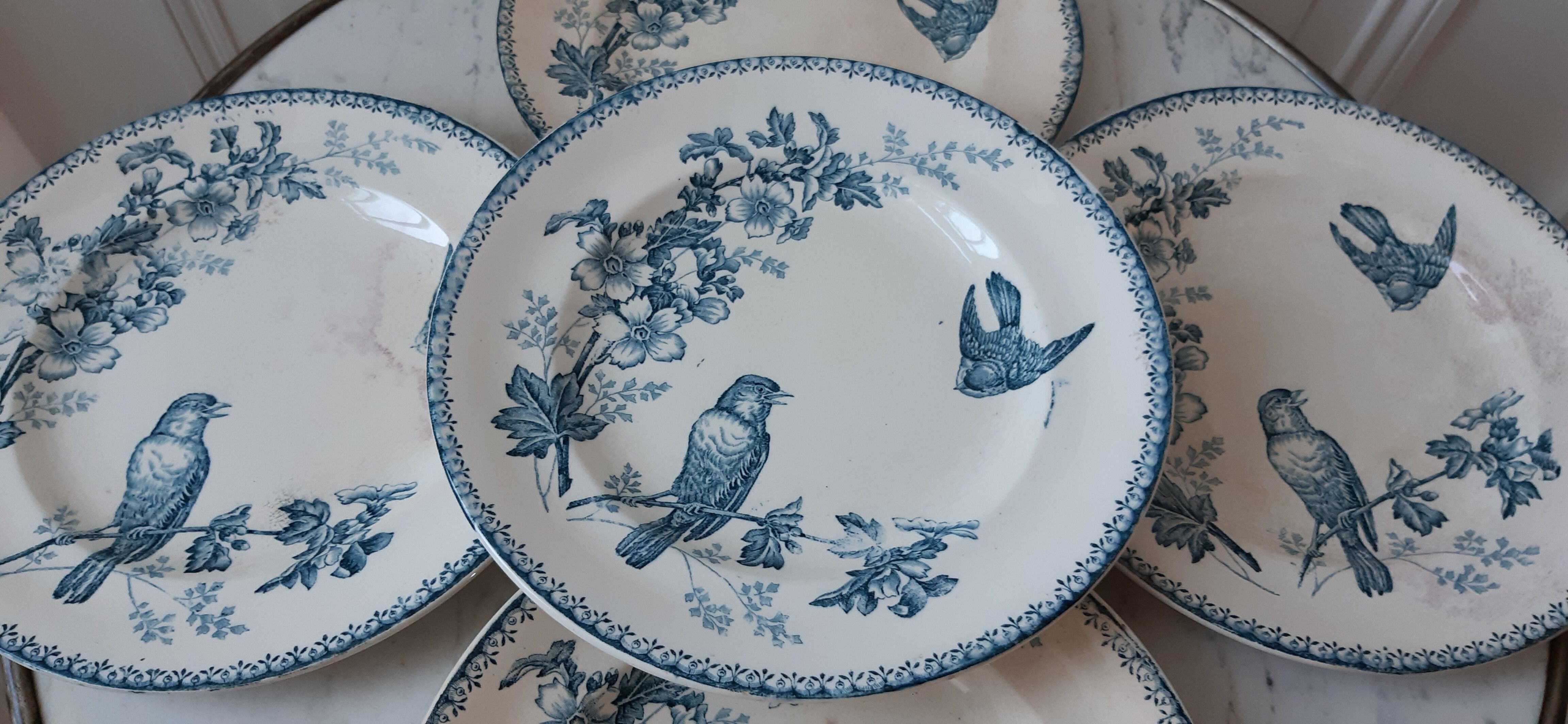 Set of 5 flat plates Iron Earth Longwy model ""