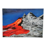 Table signed danou . oil on canvas tanzania volcanic eruption july 2004