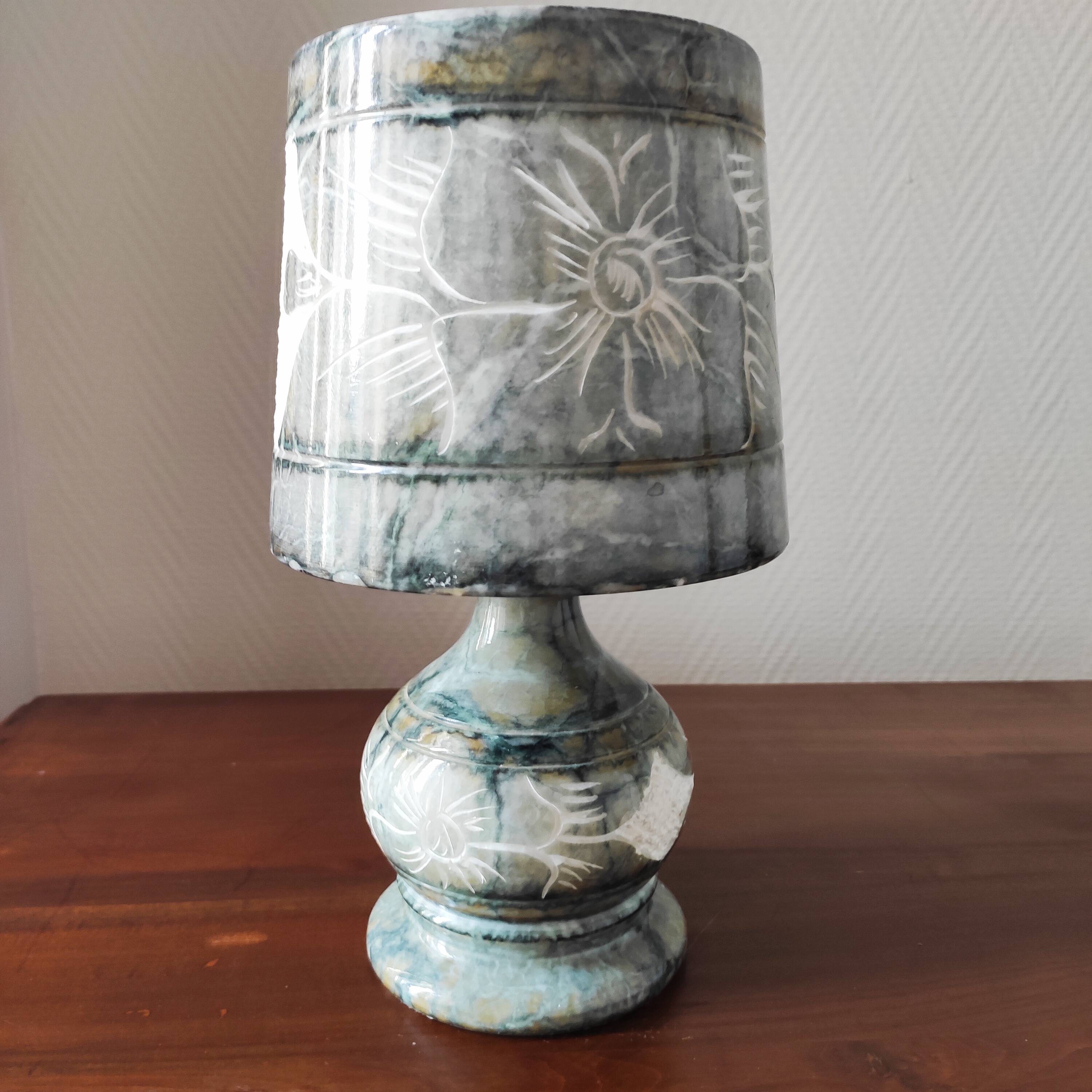 Lampe vintage 70 en onyx gris