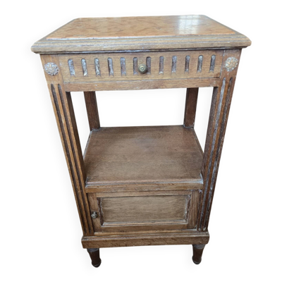 Chevet ancien style Louis XVI en chêne – plateau marbre