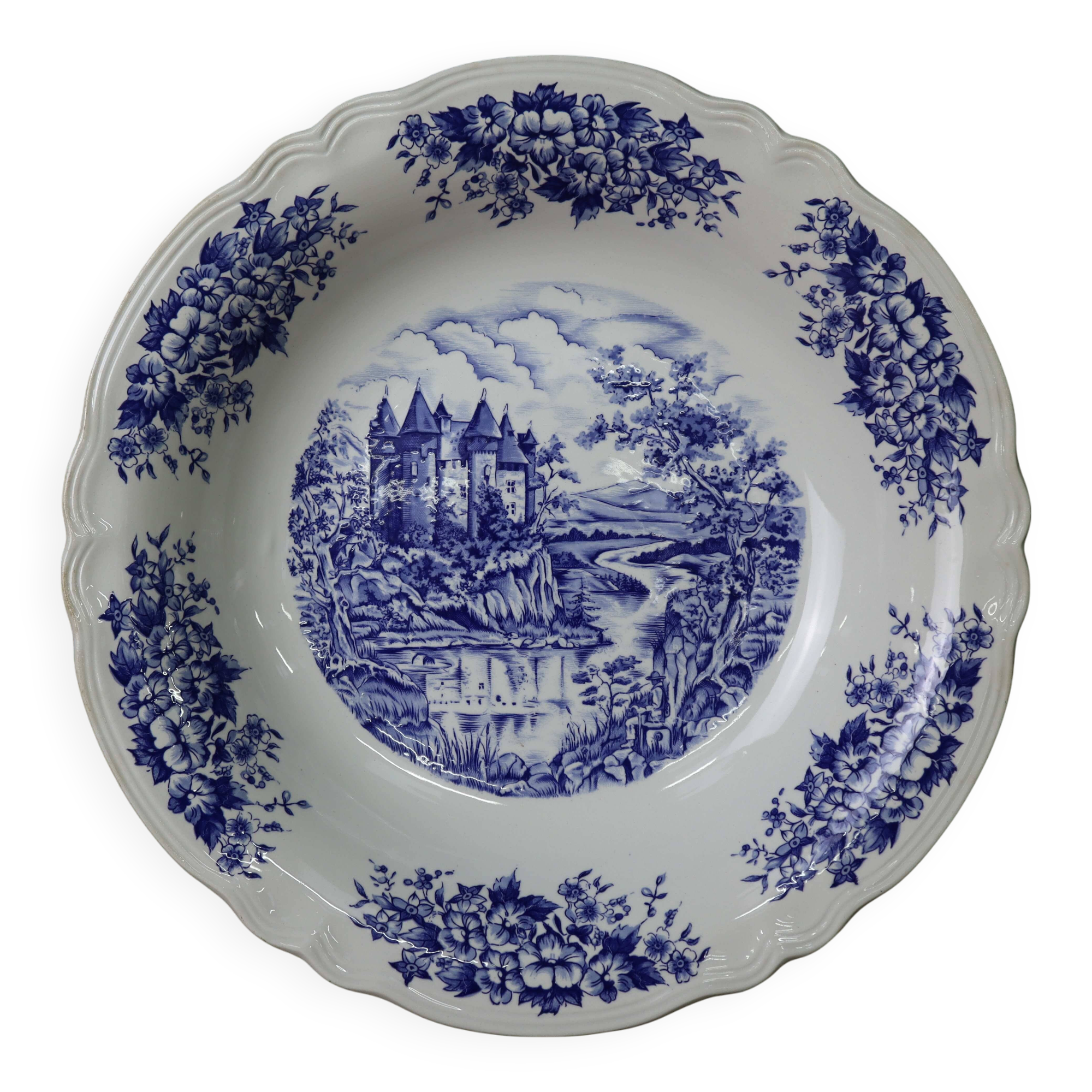 Vintage round hollow dish Sarreguemines Castle model