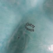 Turquoise barbotine oyster dish Gien France