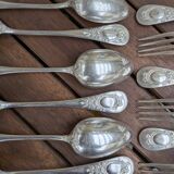 Set of 6 silver plated metal forks and spoons 20g with medallion f