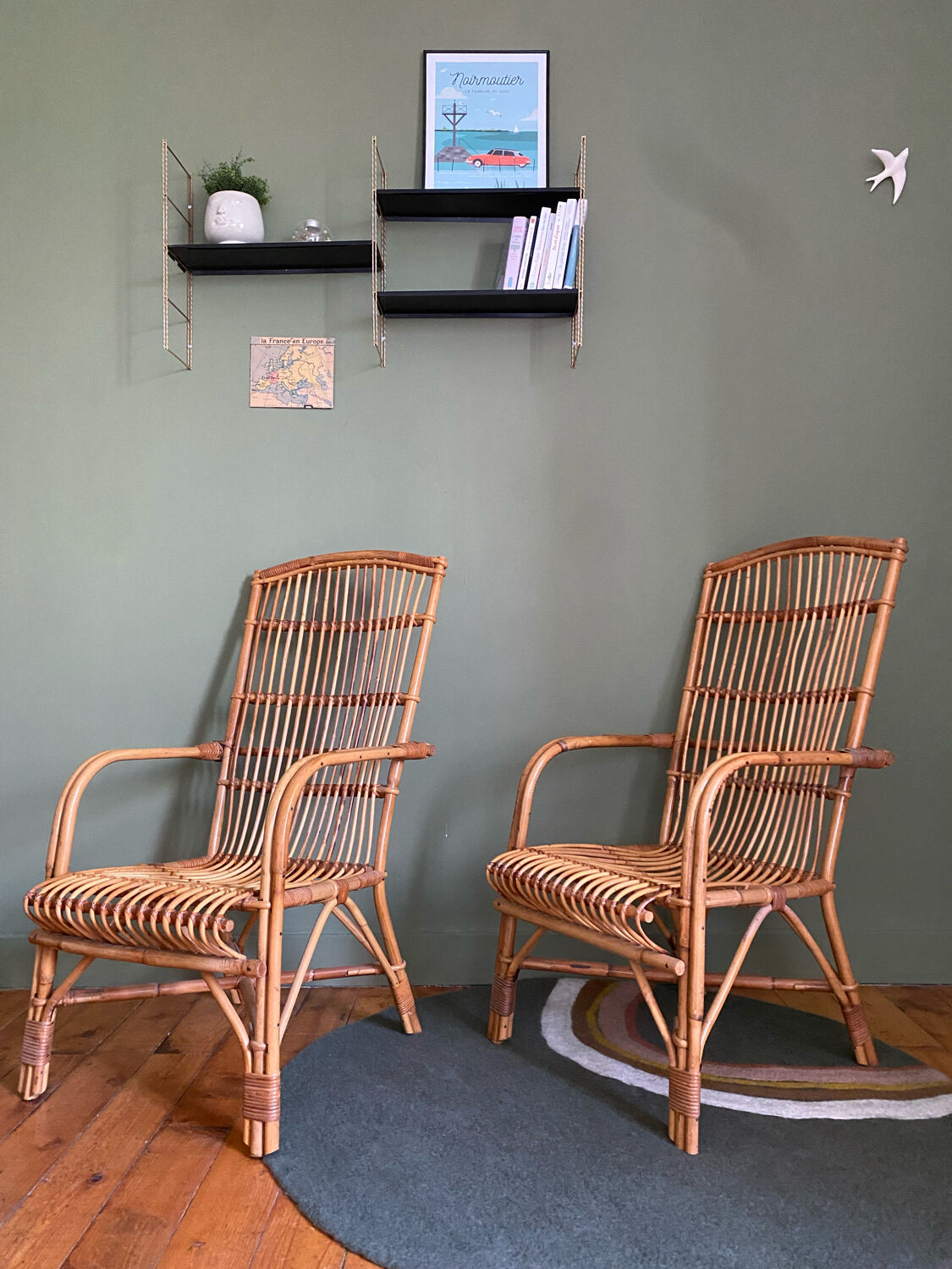 Pair of rattan armchairs