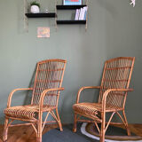 Pair of rattan armchairs