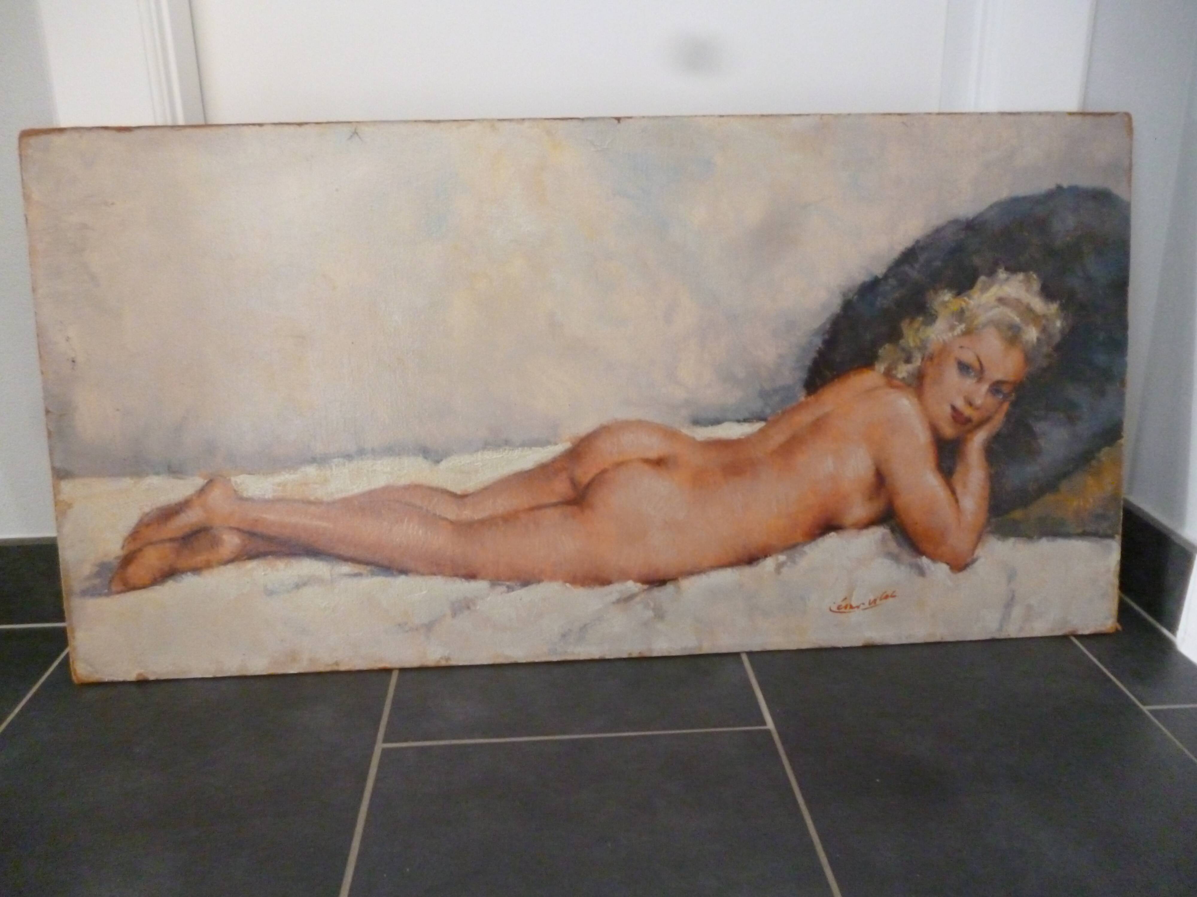 Tableau femme nue allongée de César Vilol