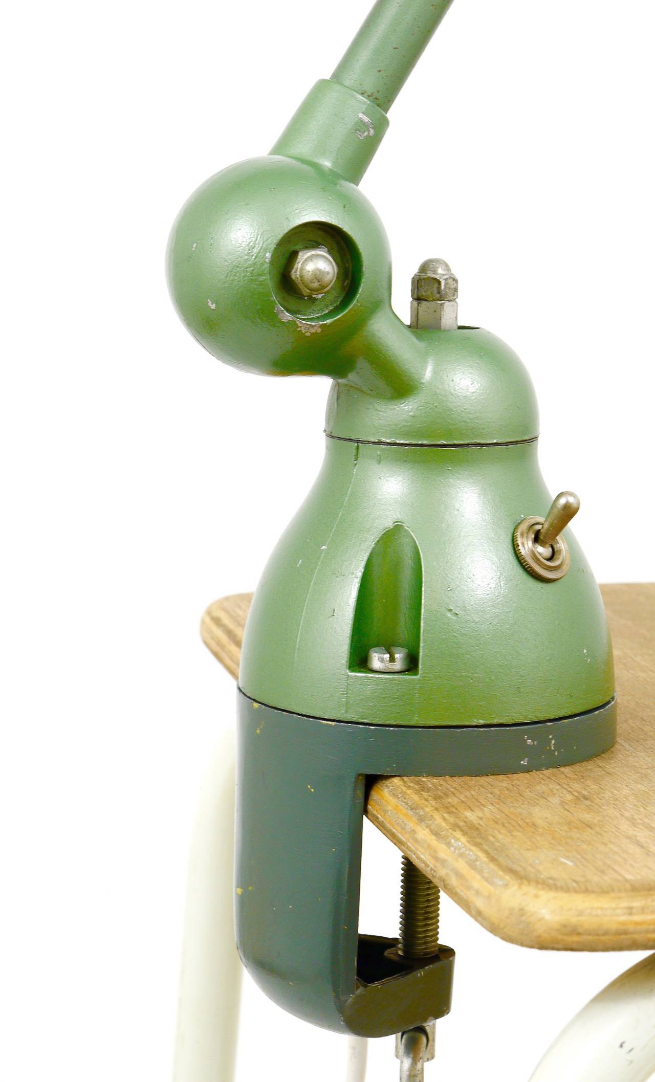 Matching industrial clamp lamp by Jean Louis Domecq for Jielde Lyon, 1950s.