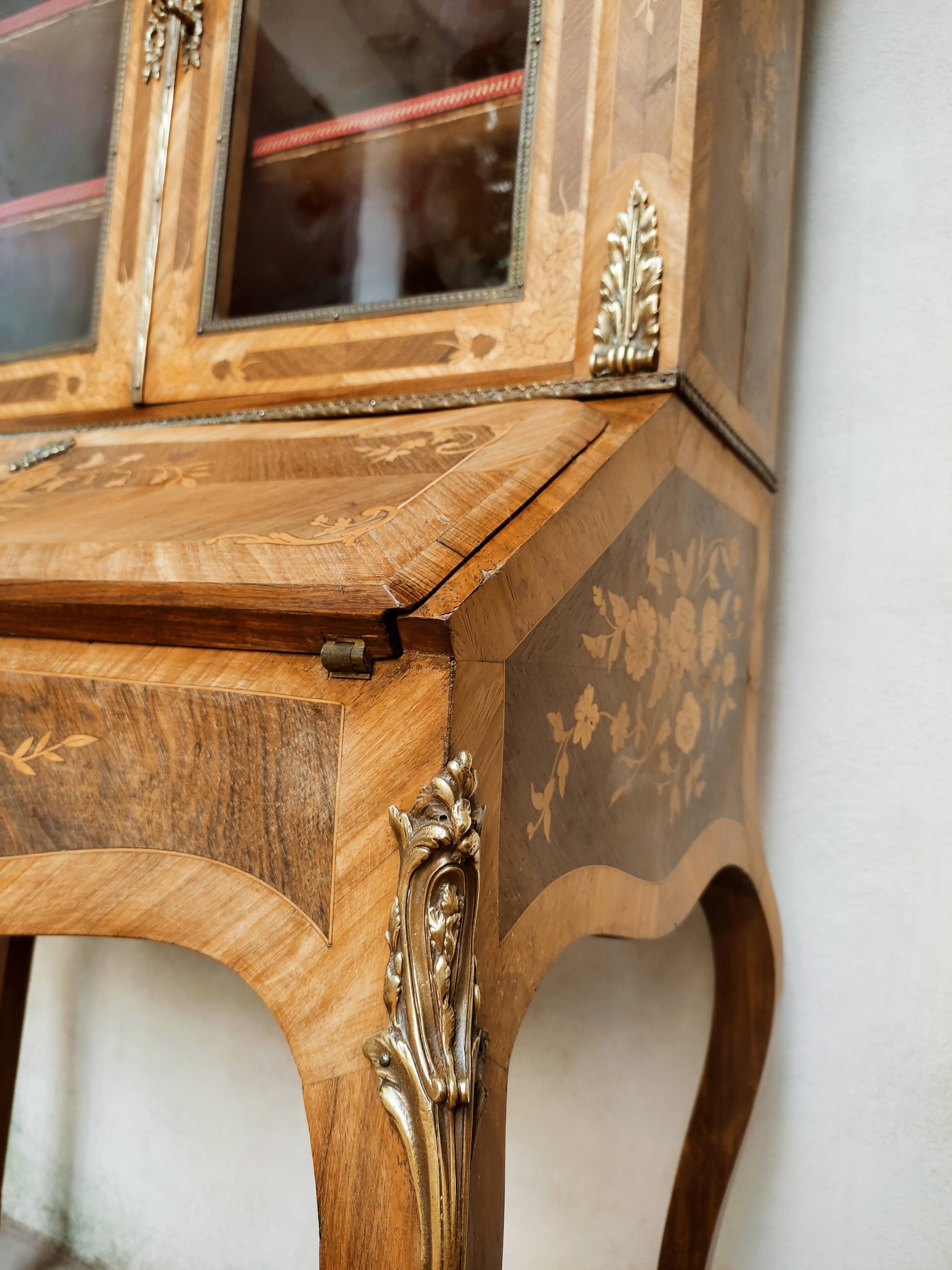 Secretary with marquetry library