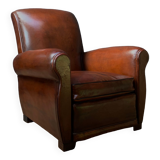 French, leather club chair, havana lounge model circa 1950's