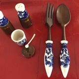 Vintage set salad service salt pepper mustard pot year 1970 new without its packaging o