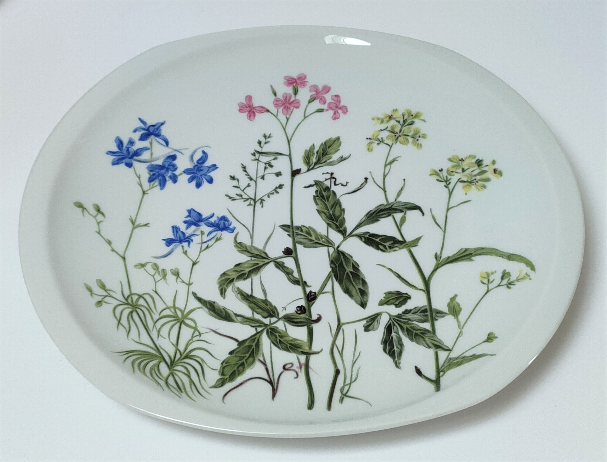 Six flat plates porcelain Bernardaud Limoges model Alcée floral decoration