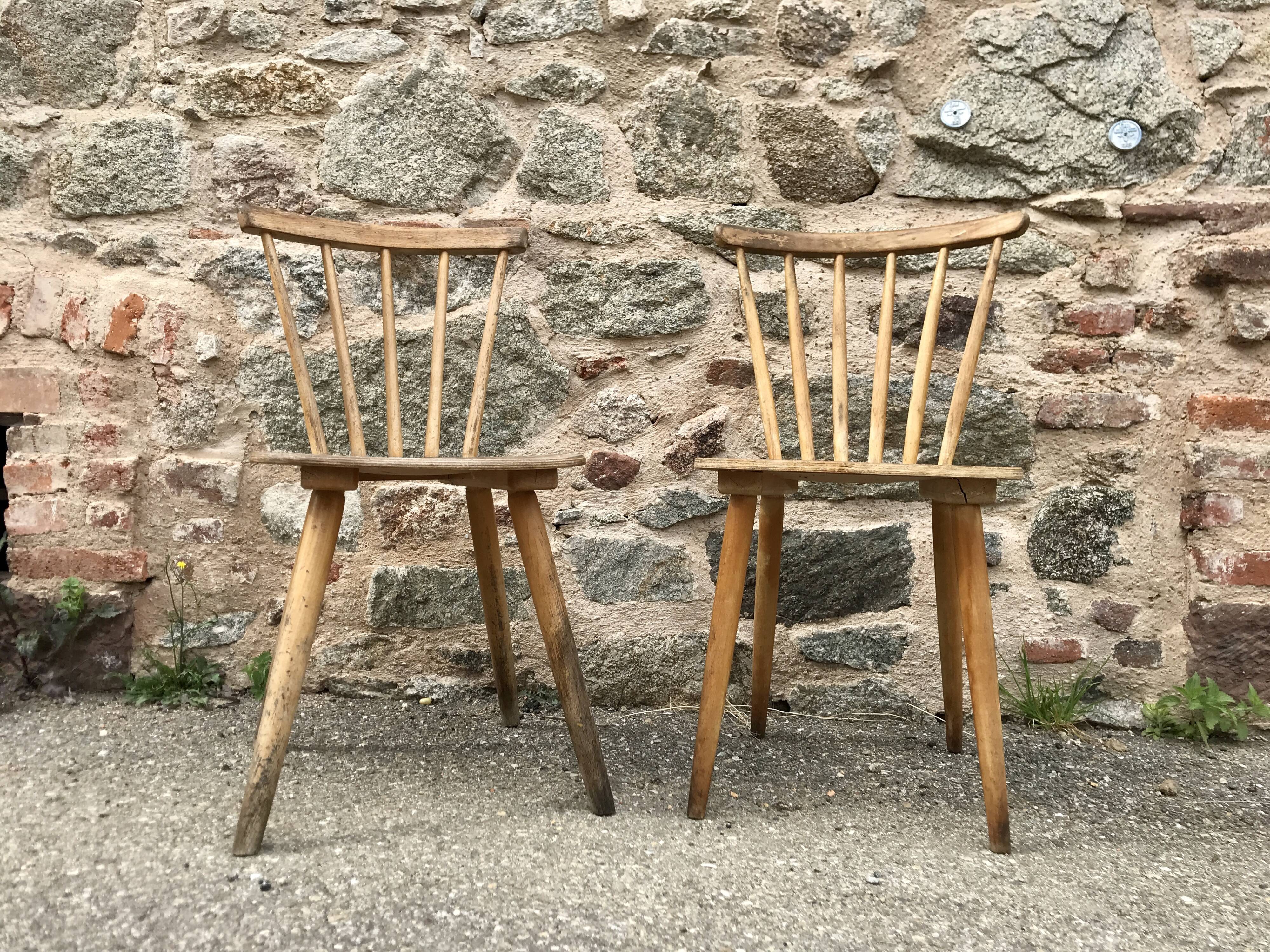 Pair of bistro chairs and bohemian beech