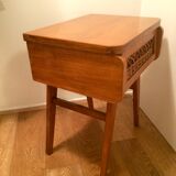 Vintage bedside table wood and rattan