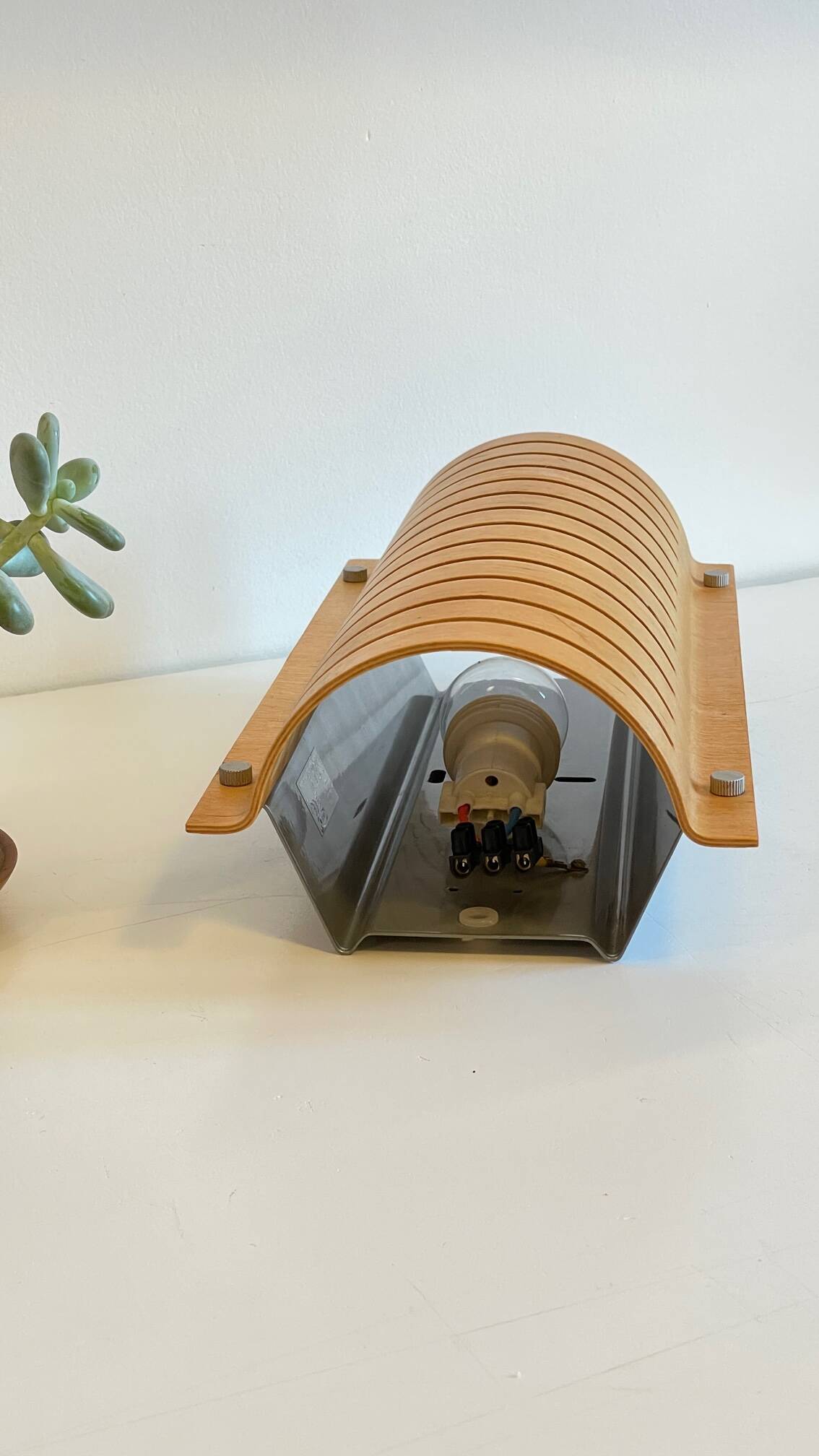 Vintage Ikea bent wood and steel wall light