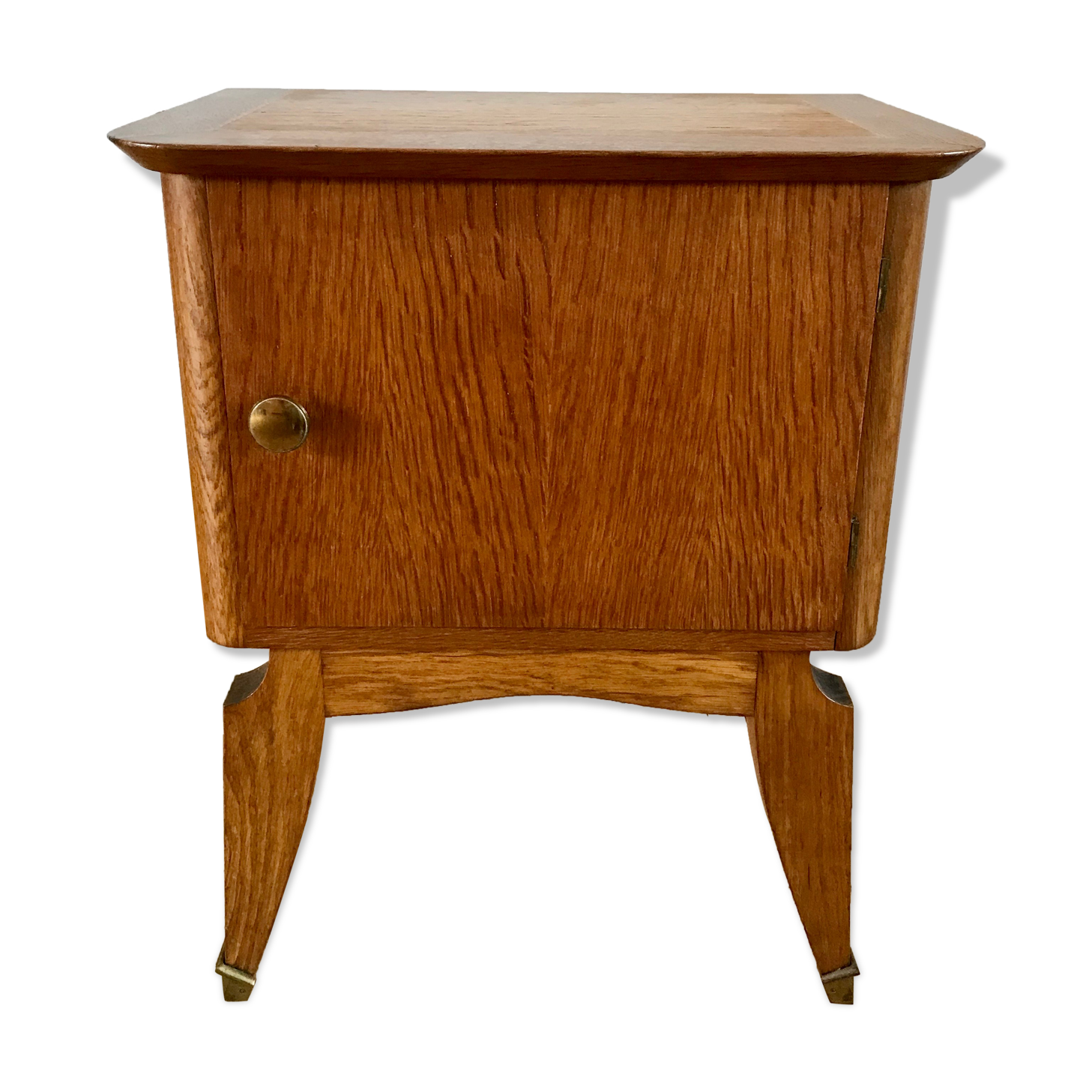 Bedside table in oak and brass 50s