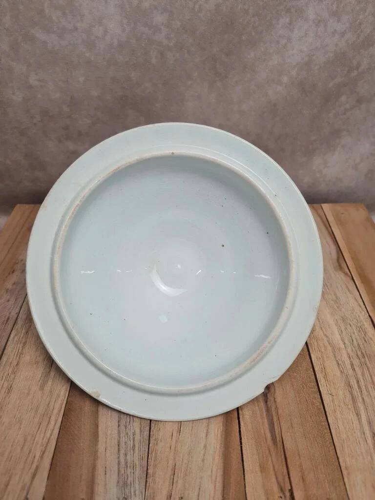 Antique Gien soup tureen with blue thistle decoration, ironstone.