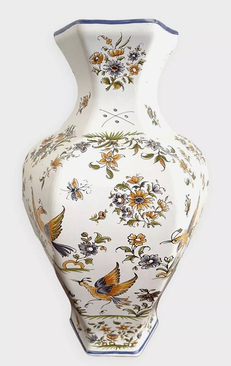 Moustiers earthenware vase, 40 cm