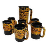 Rare ceramic beer service from Vallauris, created by LUC. 1960s.