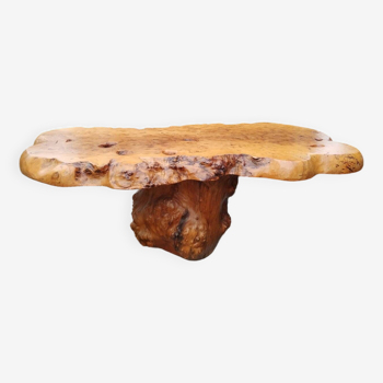 Table basse tronc d'arbre en loupe d'orme