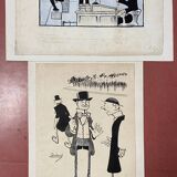 Pair of old cartoons Presse signed Dandurand and Berly