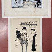 Pair of old cartoons Presse signed Dandurand and Berly
