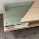 Table basse vintage en travertin et verre