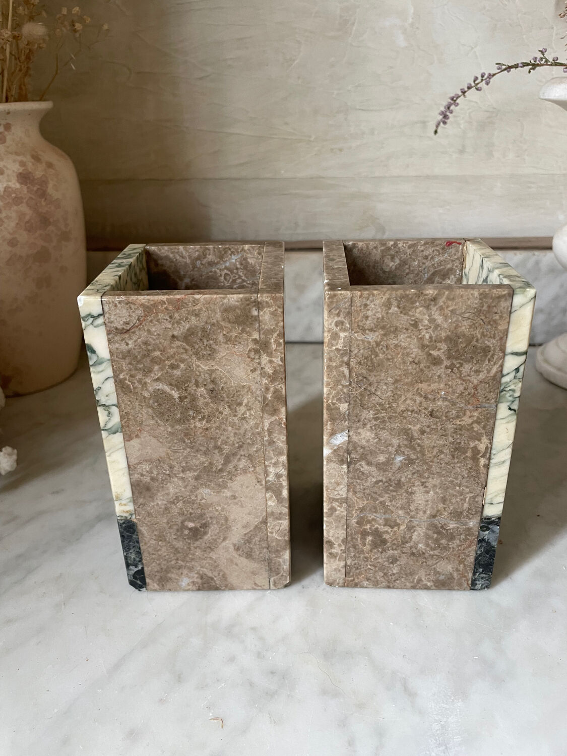 Pair of Art Deco marble bookends